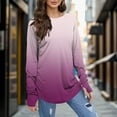 thumbnail image 2 of Womens T Shirts Long Sleeve Top Round Neck Basic Fashion Printed Tshir Thumbhole Tunic Tshirts, 2 of 5