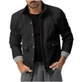 thumbnail image 2 of Maoxin Mens Jackets Men's British Solid Color Plus 350g Corduroy Long Sleeved Fashionable Jacket Workwear Stand Up Collar Jacket Jacket Black XL, 2 of 7