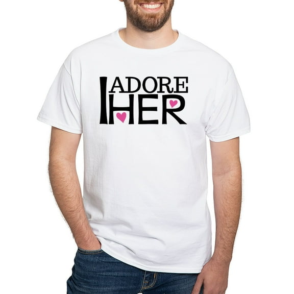 CafePress - Mens I Adore Her Matching White T Shirt - Men's White Classic Cotton T-Shirts