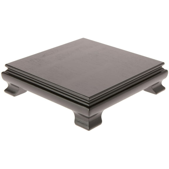 Plymor Black Square Wood Veneer Footed Display Base, 6.5" W x 6.5" D x 1.75" H (6" x 6" Display Area)