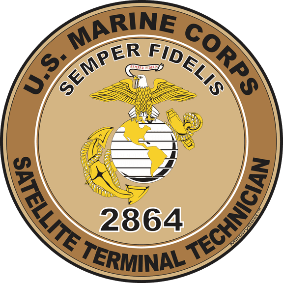 U.S.M.C. MOS 2864 Satellite Terminal Technician Decal 3.8" - Desert Tan