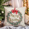 thumbnail image 3 of Merry Christmas Pillow Cover 12x20 Inch Red Berry Greenery Pine Leaves Outdoor Christmas Decorations Xmas Winter Holiday Lumbar Decorative Throw Pillow Case for Home Couch Living Room Decor, 3 of 6