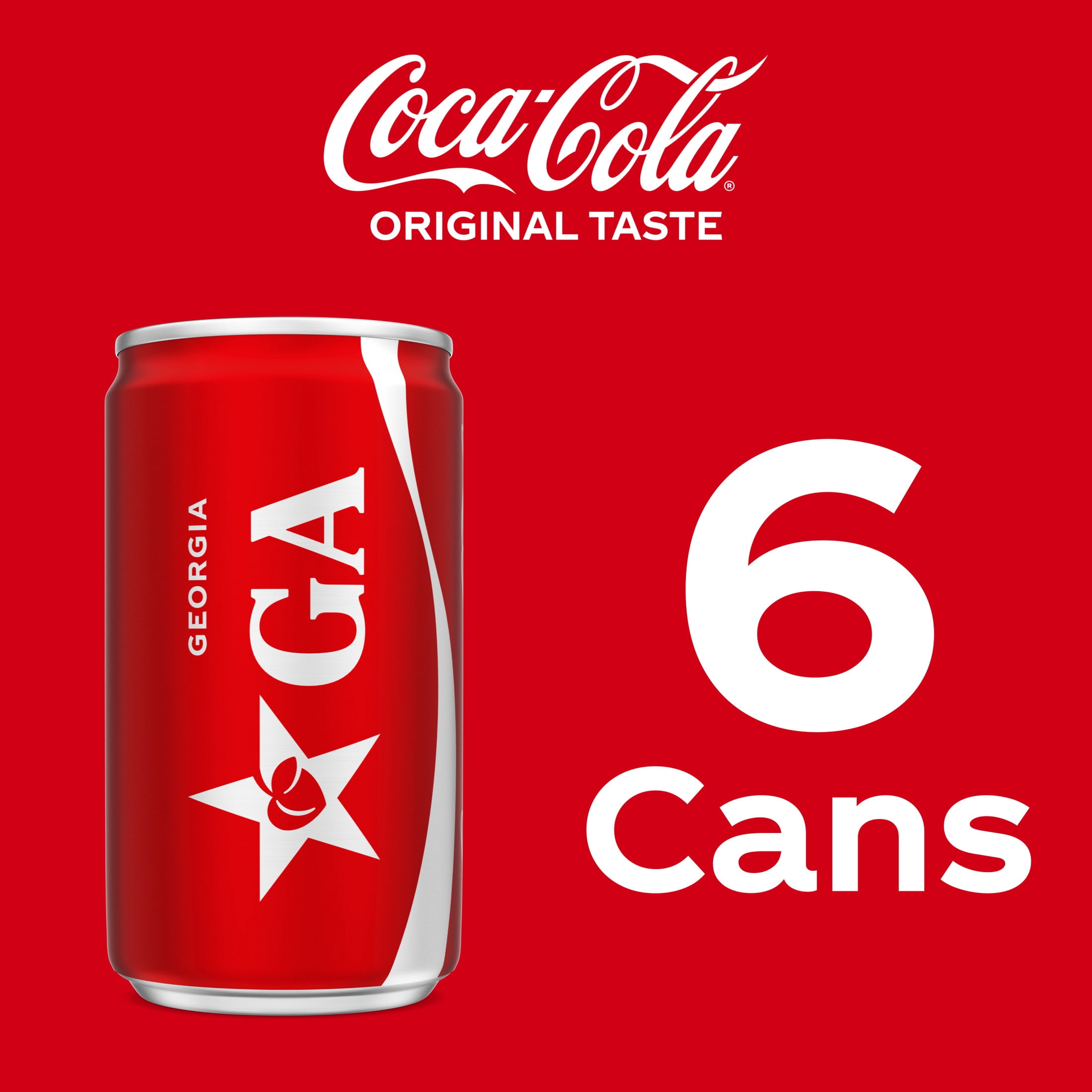 Coca-Cola Soda Pop Mini Cans, 7.5 fl oz, 6 Pack