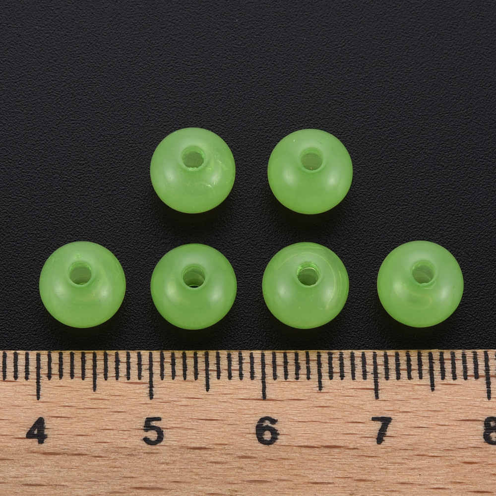 Imitation Jelly Acrylic Beads Round Light Green 8x7.5mm Hole: 1.8mm 1745pcs/500g