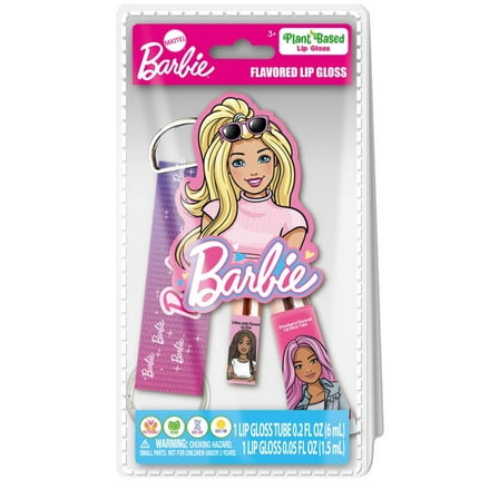Barbie Lip Gloss Set with Keychain, Multi-Color, One Size, for Child Ages 3 