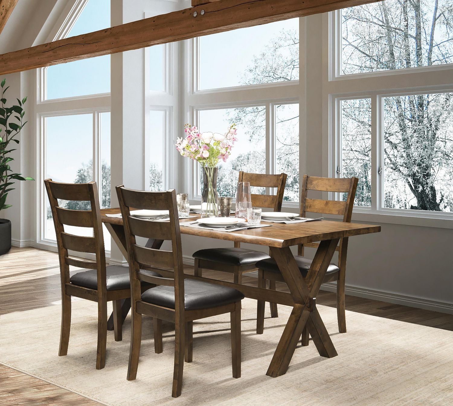 Topline Home Furnishings Chaises d'appoint en bois rustiques