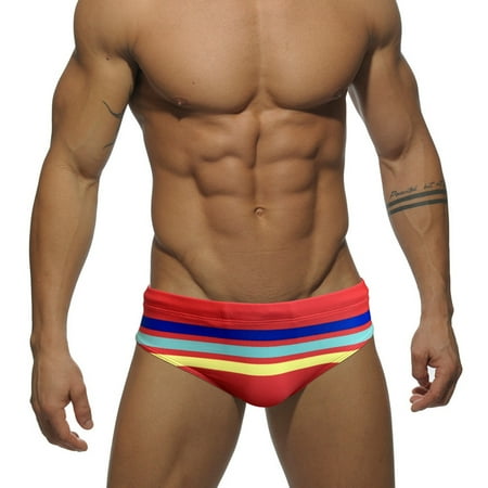Men s Swim Trunks: Comfortable Hawaiian Style for Swimming & Hot Springs | Soft Triangle Design Red M