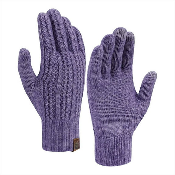 Ediodpoh Winter Solid Color Knitted Gloves for Men and Women with Warm and Comfortable Fit for Cold Weather Protection Light Purple