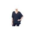 thumbnail image 1 of JM Collection Womens Poncho Pullover Blouse, Blue, Small, 1 of 1