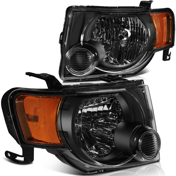 SCITOO Headlight Assembly Fit For Ford Escape 2008-2012 Headlamp in Black Housing Amber Reflector Clear Lens