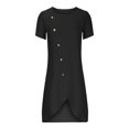 thumbnail image 4 of Casual Summer Dresses For Women Sevevn Women's Fashion Casual Solid Color Button Round-Neck Irregular Dress, 4 of 6