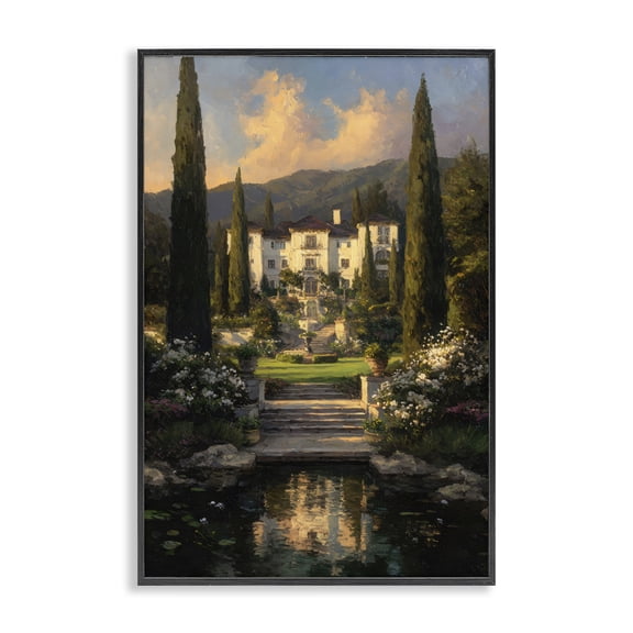 Stupell Industries Traditional Victorian Mansion at Sunset Black Framed Giclee Art, 12 x 18, by Petals Prints Design
