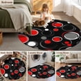 thumbnail image 5 of Round Rugs 5Ft, Abstract Black Round Area Rug Washable Indoor Throw Carpet, Modern Geometric Red Grey White Circle Soft Non Slip Circle Rug for Cabinet Bathroom Home Decor Aesthetic, 5 of 8