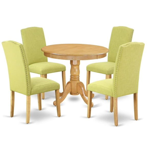 East West Furniture Dining Room Set Oak, ANEN5-OAK-07