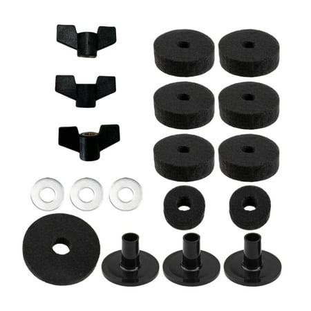 Lazsy 18 Pieces Cymbal Replacement Accessory Professional Sturdy Percussion Instrument black