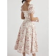 thumbnail image 4 of Vestido bohemio vintage de moda para mujer, vestido informal de verano con volantes, manga corta, cuello cuadrado, vestido floral, 4 of 5
