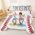 thumbnail image 3 of Erosebridal Kids Baseball Full Size Comforter Sets, Sports Theme Bedding Sets, Colorful Polka Dots Reversible, 1 Comforter and 2 Pillowcases, 3 of 6