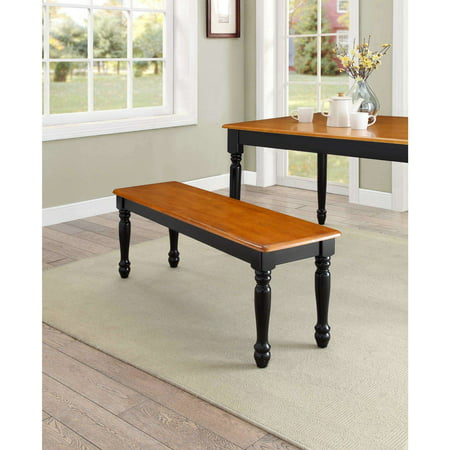 Better Homes & Gardens Autumn Lane Farmhouse Solid Wood Dining Bench, Black and Natural (Best Computer Test Bench)