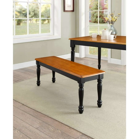 Bench Seat Dining Set Better Homes & Gardens Autumn Lane Farmhouse Solid Wood Dining Bench, Black and Natural Finish ()