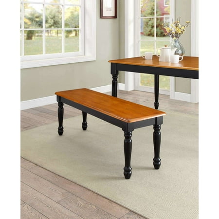 Better Homes & Gardens Autumn Lane Farmhouse Solid Wood Dining Bench, Black and Natural (Best Computer Test Bench)