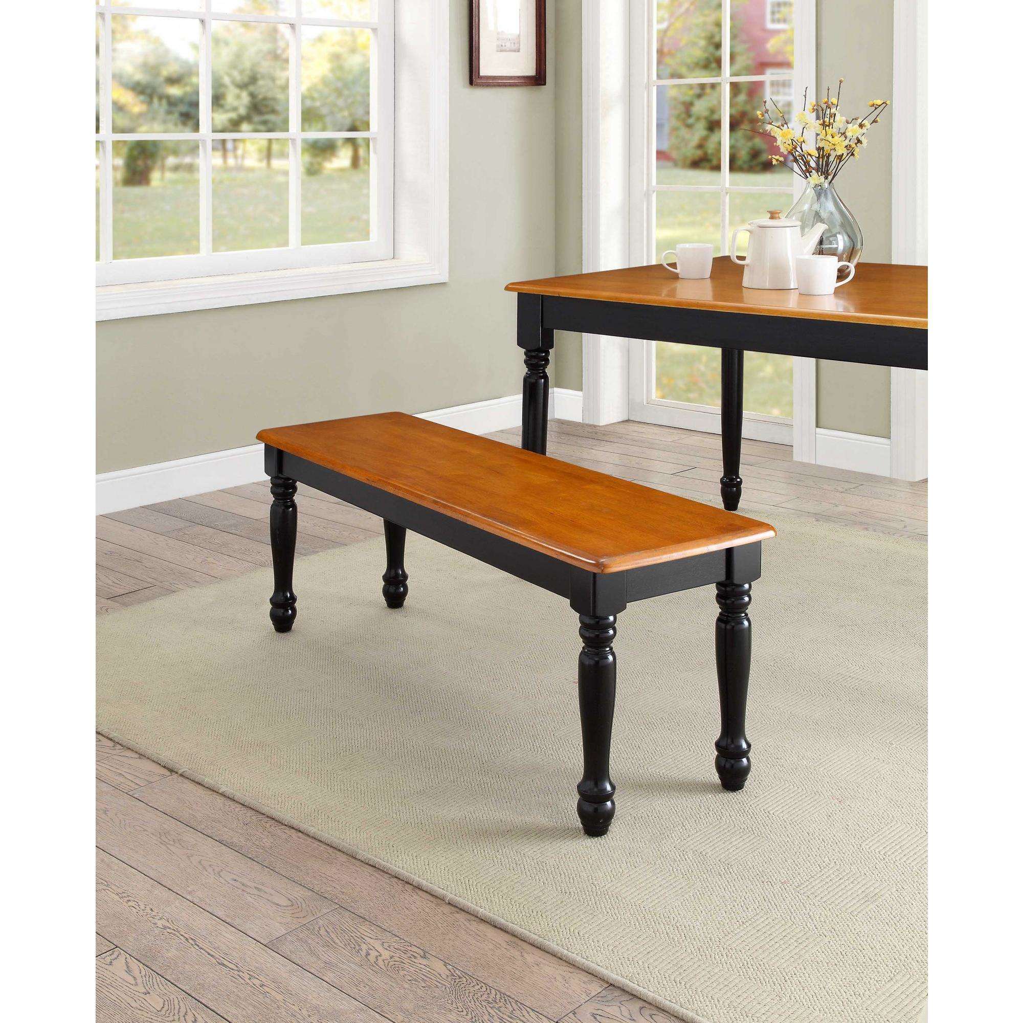 Better Homes & Gardens Autumn Lane Farmhouse Solid Wood Dining Bench, Black and Natural Finish - image 2 of 5
