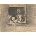 thumbnail image 2 of Benjamin Robert Haydon 18x15 Black Ornate Wood Framed Double Matted Museum Art Print Titled - Children Leaning from a Window (1805), 2 of 5