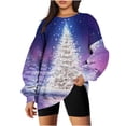 thumbnail image 1 of Chandail en Molleton de Noël pour Femmes 2023 Col Rond Mode Décontractée Manches Longues Imprimé de Noël Chandail en Molleton Hauts Blouse en Liquidation, 1 of 5