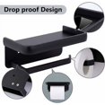 thumbnail image 4 of Portarrollos de papel higiénico montado en la pared con estante sin taladrar Portarrollos de papel higiénico adhesivo Portarrollos de papel de aluminio para baño WC Negro, 4 of 5