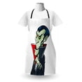 thumbnail image 3 of Halloween Apron, Cartoon Style Spooky and Funny Vampire Character Count Dracula with Cape, Unisex Kitchen Bib with Adjustable Neck for Cooking Gardening, Adult Size, White Multicolor, by Ambesonne, 3 of 4
