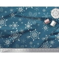 thumbnail image 3 of Soimoi Blue Georgette Viscose Fabric Snow Flakes Floral Printed Craft Fabric by the Yard 42 Inch Wide, 3 of 3