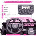 thumbnail image 4 of EastVita 24V Kids Ride on Electric Car with Remote Control 2 Seats 20" Extra Large Seat Wide Truck Wheels Vehicle Front Storage Bottle Holder Central Control Horn Bluetooth USB, 4 of 10
