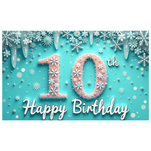 Colorful Design Happy Birthday Banner Snowflake Pattern Decorative Theme for Kids Party Celebration Winter Decoration