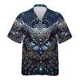 thumbnail image 4 of Camisa hawaiana con estampado 3D de búho misterioso para hombre, blusa con estampado de animales salvajes, camisetas Aloha unisex de verano, camisetas con solapa y mangas cortas, 4 of 5