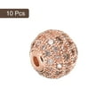 thumbnail image 3 of Charm Rhinestone Beads, 10 Pack 10mm Round Zircon Pave Spacer Beads for Jewelry Making (Rose Gold+White), 3 of 6