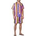 thumbnail image 4 of INSPIRE CHIC Hawaiian Rainbows 2 Pieces for Men's Father's Day Gift VaCatsion Beach Shirt and Shorts Sets L Rainbow Purple, 4 of 6