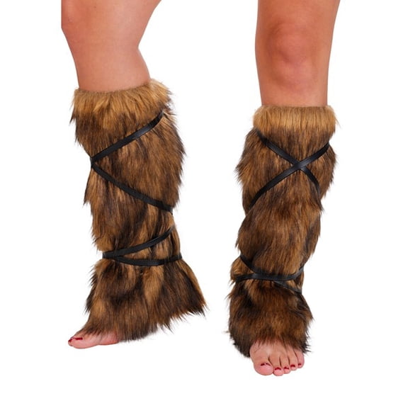 Adult Medieval Fur Costume Leg Wraps | Historical Accessories