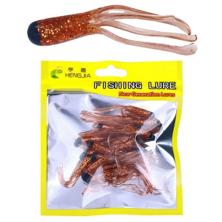 Zhuitw 20pcs Soft Tube Lure Artificial Soft Bait 4.8cm Fishing Skirt Lure Grub Worm Bait Crappie Tube Baits for Freshwater Saltwater