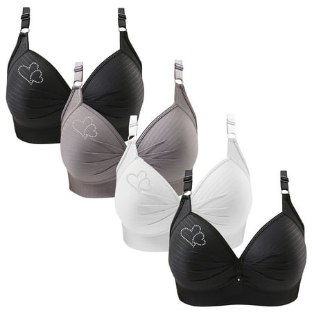 Clearance TOUMENY Nude Bra Bras for Women 4PC Woman s Printing Gathered Together Large Size Daily Bra Underwear No Rims