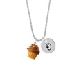 thumbnail image 2 of Delight Jewelry Resin Vanilla Cupcake with Chocolate Frosting Silvertone Script Initial Disc - O - Charm Necklace, 20"+3", 2 of 4