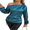 Blue, variant on Satin Shirts for Women Strapless Long Sleeve Shirts Fashion Asymmetrical Neck Silk Top S-XL
