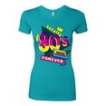 thumbnail image 3 of Totally 80's Forever Vintage Womens Slim Fit Junior Tee, Tahiti Blue, Small, 3 of 5