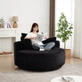 thumbnail image 4 of Leumius 55" Oversized Round Swivel Accent Chair,Upholstered Corduroy 360 Degree Swivel Chair for Living Room, Bedroom, Lounge and Projection Room,Black, 4 of 11