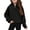 Black, variant on Toddler Girls Quarter Zip Hoodies Oversized Casual Fleece Hooded Sweatshirts Fall Trendy Loose Long Sleeve Pullover Jackets