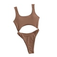 thumbnail image 5 of Gibobby Traje de baño completo mujer Conjuntos de trajes de baño siameses para mujer, traje de baño de playa de temperamento Sexy ajustado de Color , tra(Café,M), 5 of 5