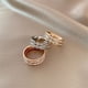 thumbnail image 5 of Luxury Rose Gold Double Rowed Square Zircon Stainless Steel Ring Women's Romantic Engagement Wedding Party Jewelry Women Gift, 5 of 5