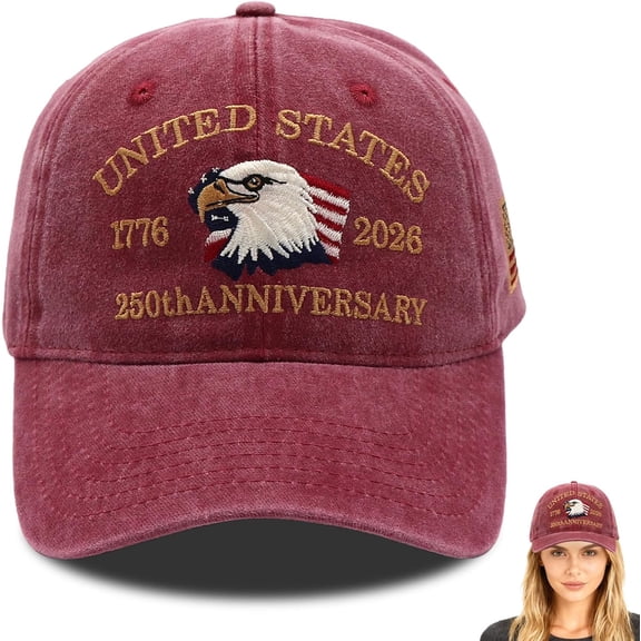 250 Anniversary USA Hat Adjustable Patriotic Hats for Men Women 250th Anniversary Hat in American Eagle Flag Baseball Cap