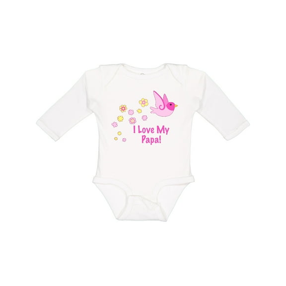 Inktastic I Love My Papa Girls Long Sleeve Baby Bodysuit