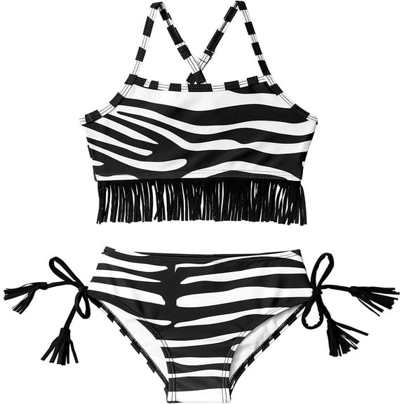 Tomolant Girls Bathing Suit Kids Swimsuits, Fringed Sling Girls Swimsuit  Triangle Swim Bottoms Summer Girls Swimwear3-4T