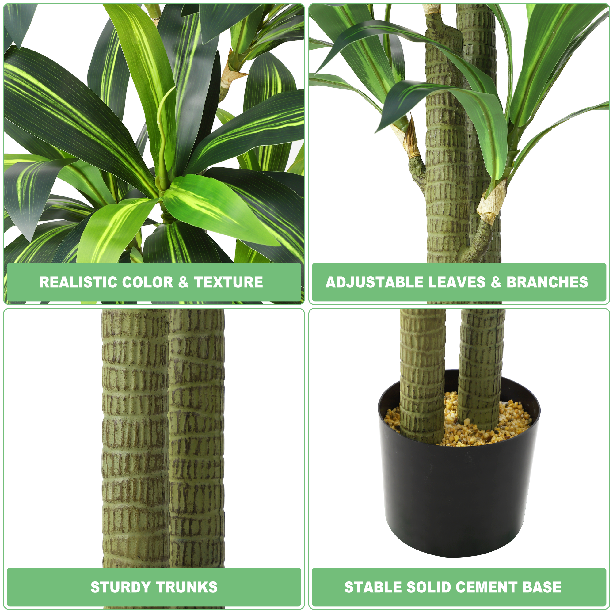 Artificial Dracaena Tree, 5.4 ft Tall Fake Dracaena Plant with Pot, Faux Topiary Yucca Trees for Office Home Living Room Porch Patio DéCor