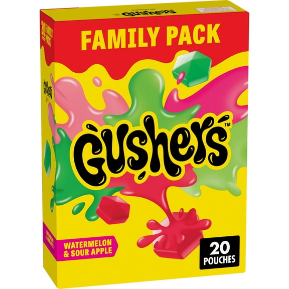 Gushers Fruit Flavored Snacks, Halloween, Watermelon and Sour Apple Flavor, 20 Count, 16 oz